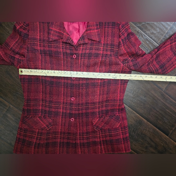 Sag Harbor Womens Red Plaid Suit Jacket Blazer Size 12 - Picture 4 of 10